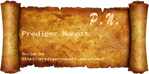 Prediger Nanett névjegykártya